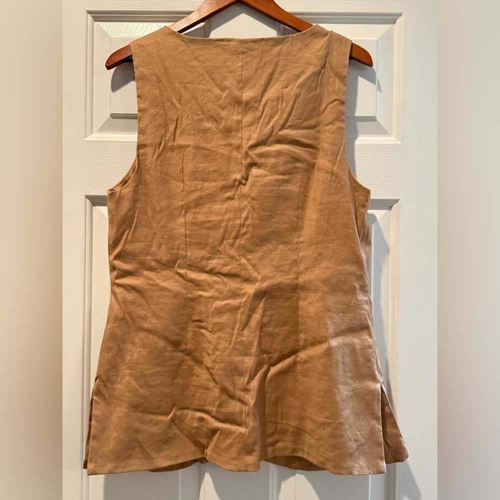 Anthropologie Maeve Tan Button-Front Vest - Picture 9 of 10